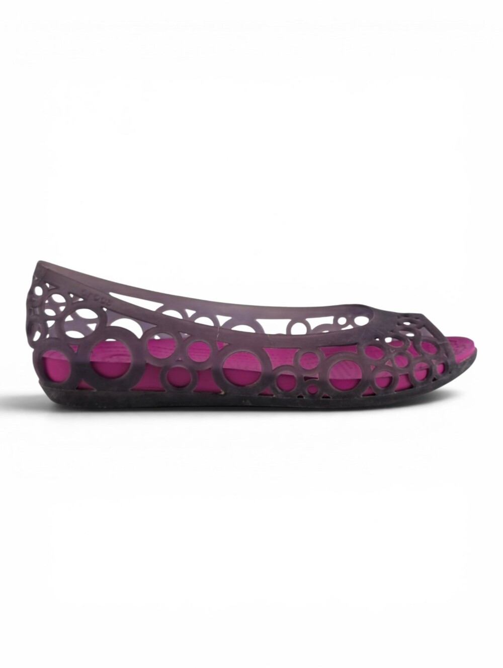 Crocs Adrina II Women's Grey Pink Laser Cut Jelly Ballet Flats 9